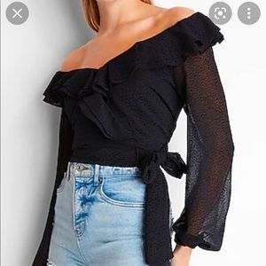 Polka dot off the shoulder blouse